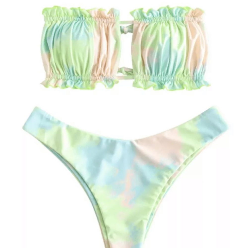 Bikini Zaful Tie Dye Frill Bandeau Size Small